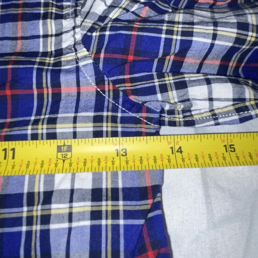 Ralph Lauren Boys Blue White Plaid Natural Stretch Button Down‎ Shirt Size 5